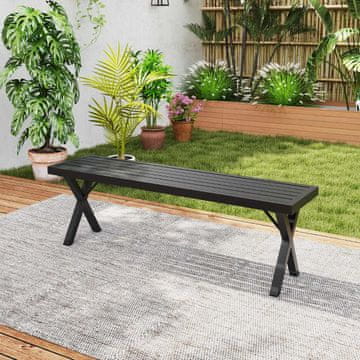 Northix Vanjska metalna klupa, 2 sjedala 138 cm, letvičasto sjedalo u obliku slova X