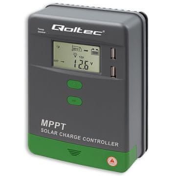 Qoltec MPPT solarni regulator punjenja s temperaturnim senzorom 10A | 12V / 24V | LCD | 2 x USB | GEL | LiFePO4