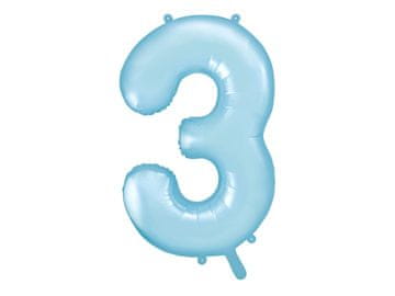 PartyDeco Folija balon broj "3" plavi 86 cm