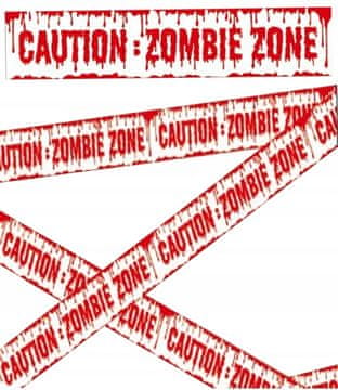 Fiestas Guirca Taśma Policyjna Ostrzegawcza Krew Strefa ZOMBIE ZONE! Halloween Horror 6m