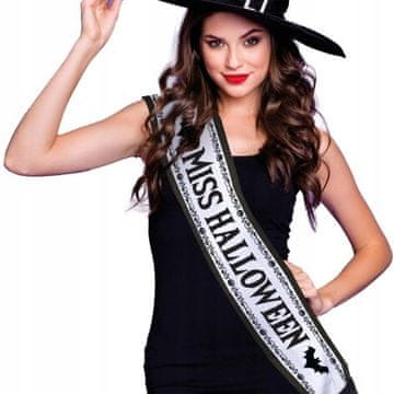 Guirca Szarfa Taśma MISS HALLOWEEN Królowa Imprezy Balu Najlepszy Kostium Strój