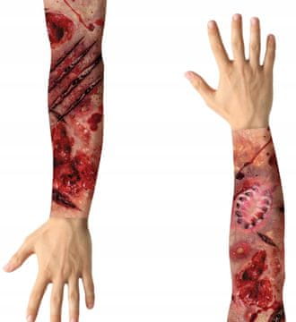 Guirca Rękaw Sztuczne Rany Pocięte Ręce Ugryzienie Zombie Halloween Karnawał 2szt.