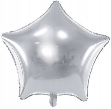 Balon foliowy GWIAZDKA, 48 cm, srebrna, 1 szt.