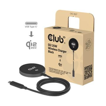 Club 3D CLUB3D CAC-3027 Qi2 25W bežični punjač, MagSafe kompatibilan, crni