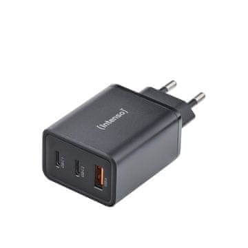 Intenso Intenso W65ACC USB adapter za napajanje, 1xUSB-A + 2xUSB-C, crni