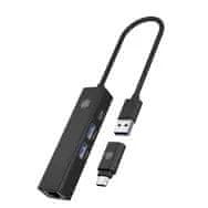 IcyBox ICY BOX IB-HUB1439-LAN USB 3.2 Gen 1 hub s Ethernet priključkom - crni