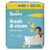 Pampers XXL Fresh Clean hidratantne maramice, 4x80 komada