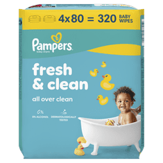 Pampers XXL Fresh Clean hidratantne maramice, 4x80 komada