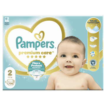 Pampers Pelene Premium Care, veličina 2 (4-8 kg), 136 pelena