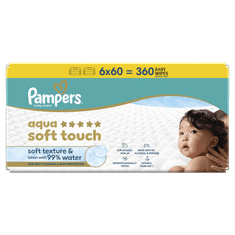 Pampers Aqua Soft Touch vlažne maramice, 6 x 60 komada