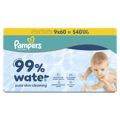 Pampers 99% Water Pure Skin Cleaning vlažne maramice, 9 x 60 komada