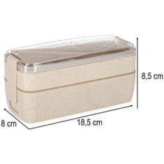 Northix Kutija za ručak s pretincima i priborom za jelo, 750 ml, bež