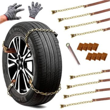 Northix Set lanaca za zimske gume, 8 metalnih komada, 16,5-26,5 cm