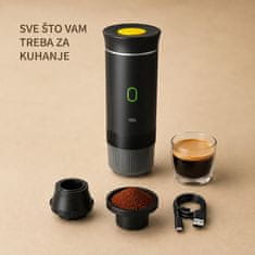 HOME & MARKER® Prenosni espresso aparat 3-u-1 s 20 bar tlaka i USB-C punjenjem za kapsule i mljevenu kavu | ESPRESSNA