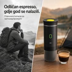 HOME & MARKER® Prenosni espresso aparat 3-u-1 s 20 bar tlaka i USB-C punjenjem za kapsule i mljevenu kavu | ESPRESSNA