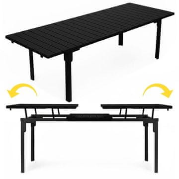 Northix Razvlačivi vrtni stol za 12 osoba, 180-240 cm, čelik i HDPE