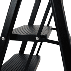 Nikcorp Sklopive kućne ljestve sa 3 stepenice, čelične, nosivost 150 kg, crne, s integriranim držačem alata, lagane i stabilne, protuklizne, dimenzije 102 x 44,5 x 5 cm, idealne za kućanske poslove i radove
