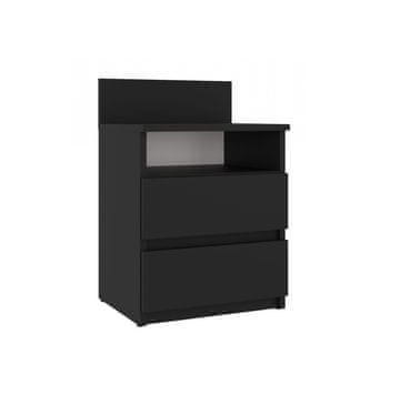 Topeshop M1 MALWA CRNI NOĆNI ORMARIĆ S 2 LADICE NOĆNI ORMARIĆ ZA SPAVAĆU SOBU