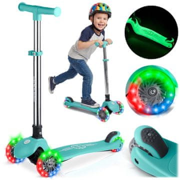 Ricokids Glow trokotačni balansirajući skuter za djecu, svijetli u mraku - tirkizni