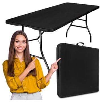 EH SKLOPNI STOL ZA CATERING BALI CRNI 180 CM U CRNOJ PRIJENOSNOJ KUTIJI