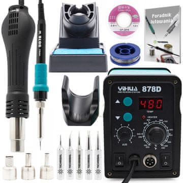 Yihua 878D 2-u-1 lemilica + lem + pletenica + 5 vrhova
