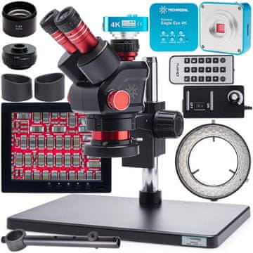 OptiZoom 6558 DG6558T-B3 stereo mikroskop + 56x osvjetljenje Barlow 0.5x okulari Eagle Eye kamera 8" zaslon