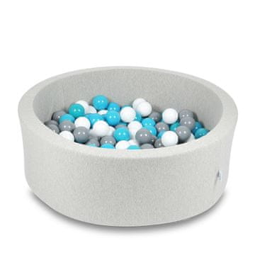 Mi Suhi bazen 90x30cm svijetlo siva s 200 loptica: plava, bijela, siva