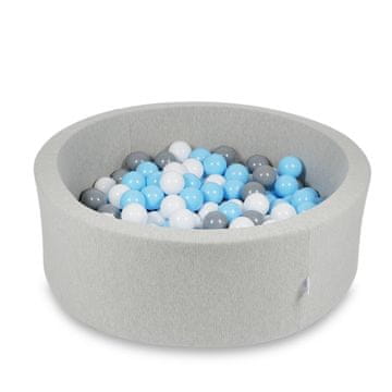 Mi Suhi bazen 90x30cm svijetlo siva s 200 loptica: svijetlo plava, bijela, siva