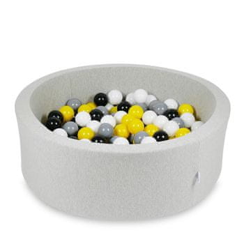 Mi Suhi bazen 90x30cm svijetlo siva s 200 loptica: žuta, bijela, siva, crna