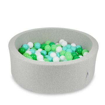 Mi Suhi bazen 90x30cm svijetlo siva s 200 loptica: bijela, svijetlo zelena, mint, zelena