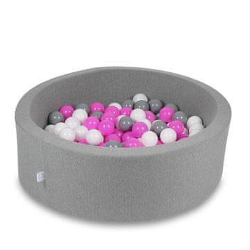 Mi Suhi bazen 90x30cm sivi s 200 loptica: bijela, siva, roza