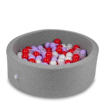 Mi Suhi bazen 90x30cm sivi s 200 loptica: prozirni, biserni, vrijeskasti, crveni