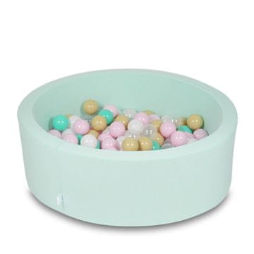 Mi Suhi bazen 90x30cm mint boje s 200 loptica: bijela, svijetlo ružičasta, prozirna, bež, mint boje
