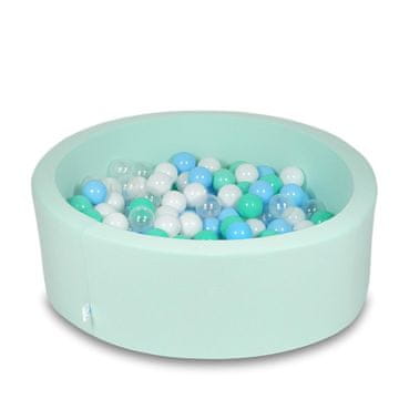 Mi Suhi bazen 90x30cm mint s 200 loptica: svijetloplava, prozirna, mint, bijela