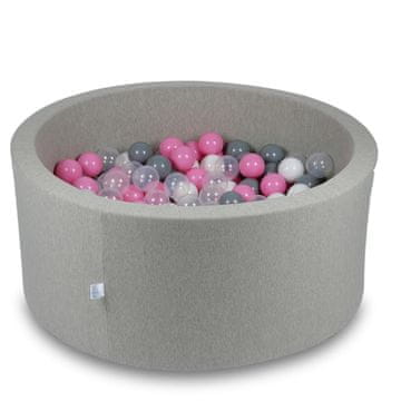 Mi Suhi bazen 90x40cm svijetlo siva s 300 loptica: prozirna, bijela, siva, puderasto ružičasta