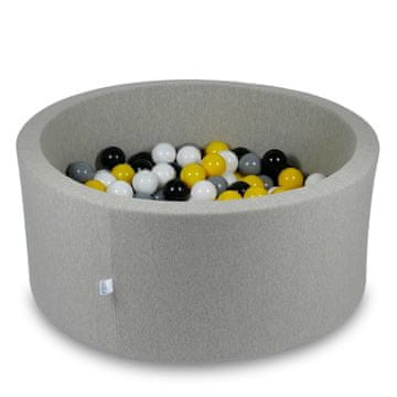Mi Suhi bazen 90x40cm svijetlo siva s 300 loptica: žuta, bijela, siva, crna