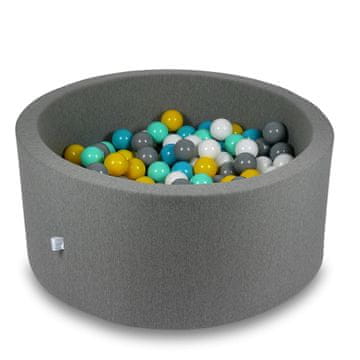 Mi Suhi bazen 90x40cm sivi s 300 loptica: bijela, siva, tirkizna, žuta, mint boja