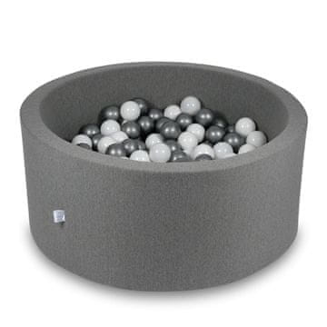 Mi Suhi bazen 90x40cm sivi s 300 loptica: bijela, srebrna