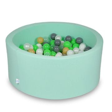 Mi Suhi bazen 90x40cm mint boje s 300 loptica: svijetlozelena, bijela, prozirna, biserna, bež, siva