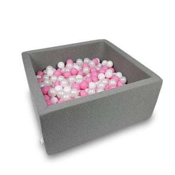 Mi Suhi bazen 90x90x40cm sivi s 400 loptica: bijela, biserna, puderasto ružičasta