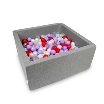 Mi Suhi bazen 90x90x40cm sivi s 400 loptica: prozirni, biserni, vrijesak, crveni