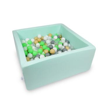 Mi Suhi bazen 90x90x40cm mint boje s 400 loptica: svijetlozelena, bijela, prozirna, biserna, bež, siva