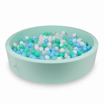 Mi Suhi bazen 130x30cm mint sa 600 loptica: svijetloplava, prozirna, mint, bijela