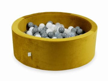 Mi Suha jama s kuglicama 200 komada 90x30 Baršunasto zlato: bijela, siva, prozirna
