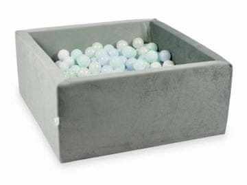Mi Jama za suhe kuglice 400 komada 90x90x40 Baršunasto siva: svijetloplava biserna, svijetla mint, opalescentna, bijela