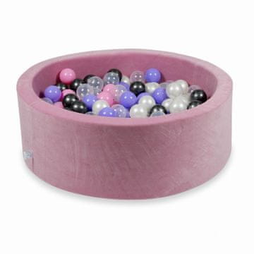 Mi Suhi bazen 90x30cm Baršunasto mekano ružičaste boje s 200 loptica: metalik grafit, vrijesak, puderasto ružičasta, biserna, prozirna