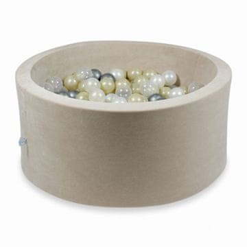 Mi Suhi bazen 90x40cm Baršunasti mekani bež s 300 kuglica: svijetlo zlatna, opalescentna, biserna, prozirna, srebrna