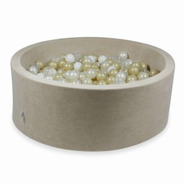 Mi Suhi bazen 110x40cm Baršunasti mekani bež s 500 kuglica: prozirna, bijela, biserna, svijetlo zlatna, opalescentna