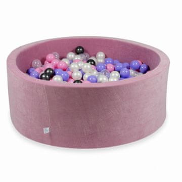 Mi Suhi bazen 110x40cm Baršunasto mekano ružičaste boje s 500 kuglica: metalik grafit, vrijesak, puderasto ružičasta, biserna, prozirna