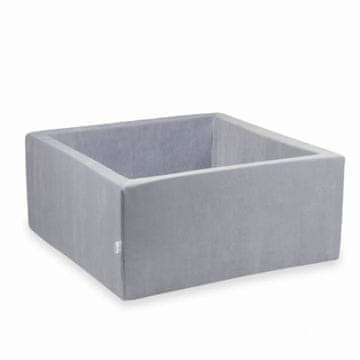 Mi Suhi bazen 90x90x40cm Baršunasti mekani svijetlosivi bez loptica